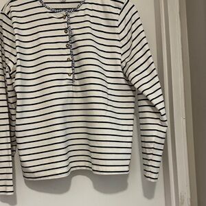 JCrew Striped Long Sleeve Henley Top